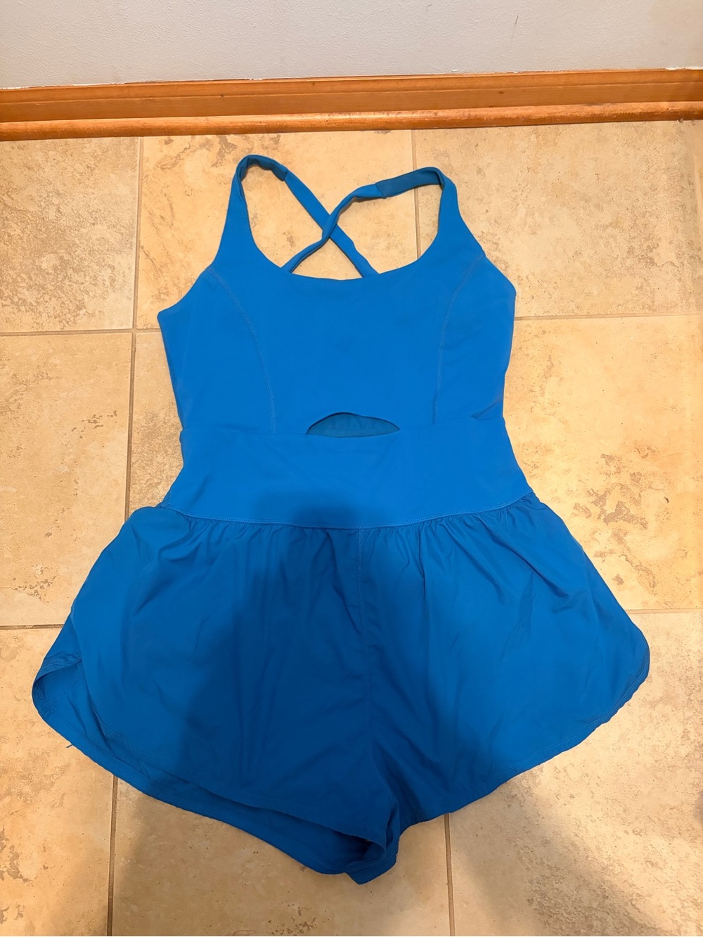 FP Movement by Free People Bright Blue Crossback Romper